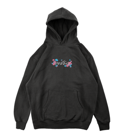 Extra Floral Hoodie Washed Black